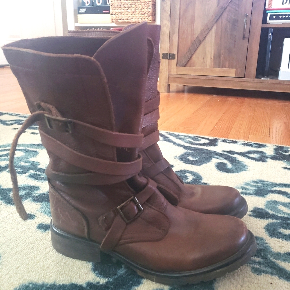 Brown Distressed Leather Boots